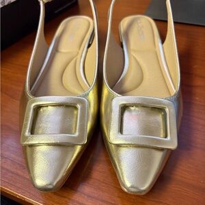 Chinese Laundry Metallic Gold Slingback Loafers